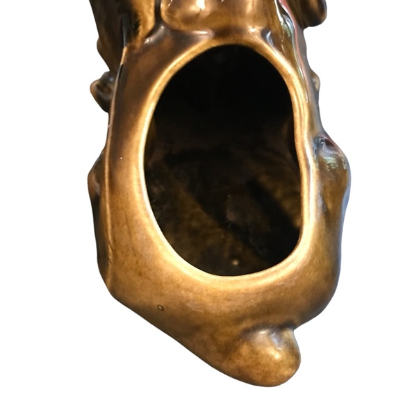 Ceramic Sitting Hound Dog Puppy Planter 6"x8" Brown Vintage Kitschy Big Eyes - Picture 13 of 13